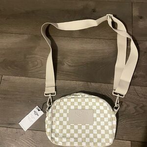 ALOHA Collection Beige Checkered Crossbody Bag